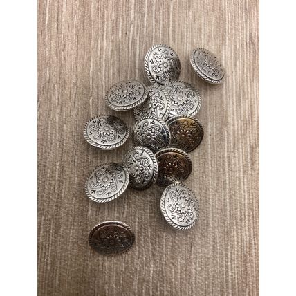 15mm Shank Buttons Antique Silver Flower Metal Sewing Coat Jacket Replace