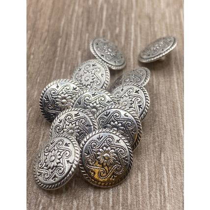 15mm Shank Buttons Antique Silver Flower Metal Sewing Coat Jacket Replace