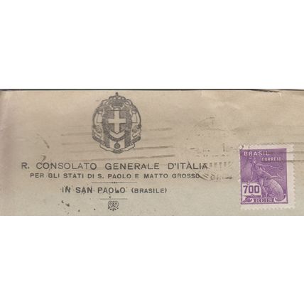 ITALY cover R. Consolato Generale d'Italia, Sao Paulo, Brasil - a Lucca, Italia