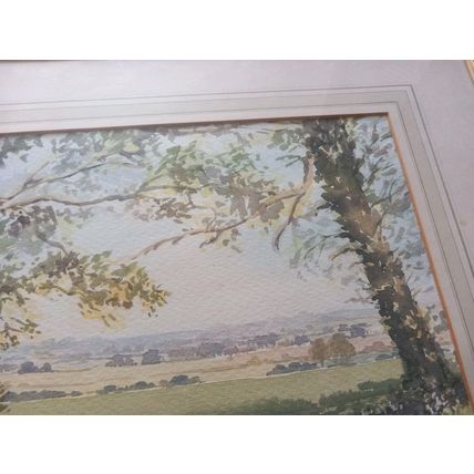 View from Miningsby Lincolnshire Painting Watercolour E C Edgson Framed Picture