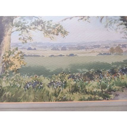 View from Miningsby Lincolnshire Painting Watercolour E C Edgson Framed Picture