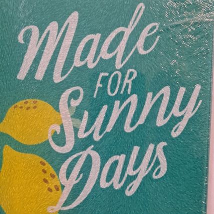 MADE FOR SUNNY DAYS Kitchen TOWELS & Glass CUTTING BOARD NEW Home Collection
