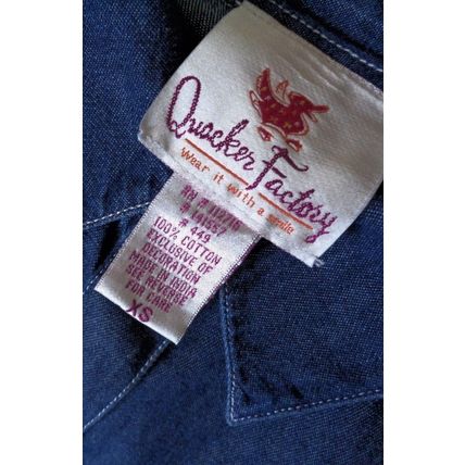 Quacker Factory Embroidered Long sleeved Denim Blue Shirt XS