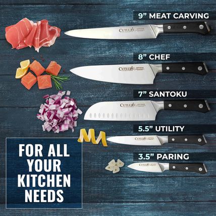 Cutluxe Kitchen Knives, 5 Pcs Chef'S Knife Set – Razor Sharp German Steel, Full