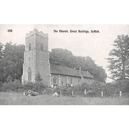 The Church, Great Bealings, Suffolk : Pawsey printed postcard 1120