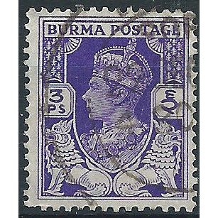 Burma 1938 SG19 3p Bright Blue Fine Used . ..