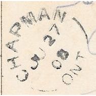 Chapman, Ontario split ring cancel, 1908, Hastings county