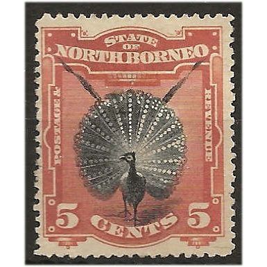 North Borneo 1894 SG72 5c Black & Vermilion Mounted Mint.