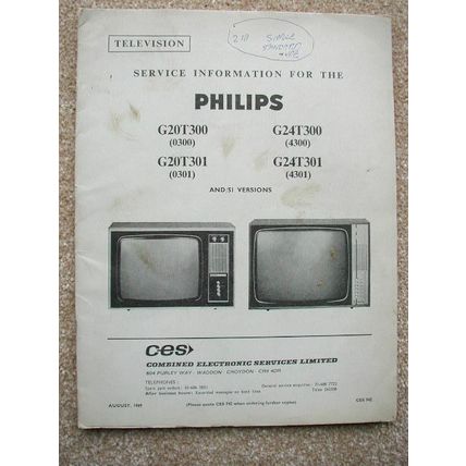 Philips G20T300 G20T301 G24T300 G24T301 Original Service manual