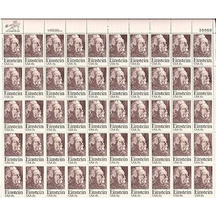 Albert Einstein Sheet of Fifty 15 Cent Postage Stamps Scott 1774