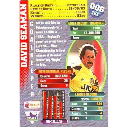 Merlin Premier Gold English Premier League 1996/97 David Seaman