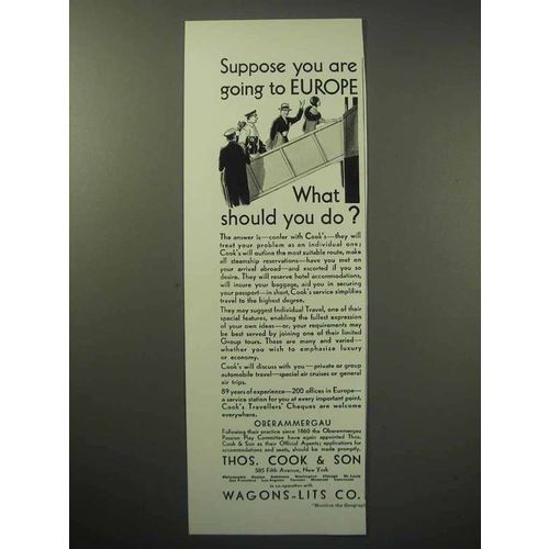 1930 Thos. Cook & Son Cruise Ad - Going to Europe