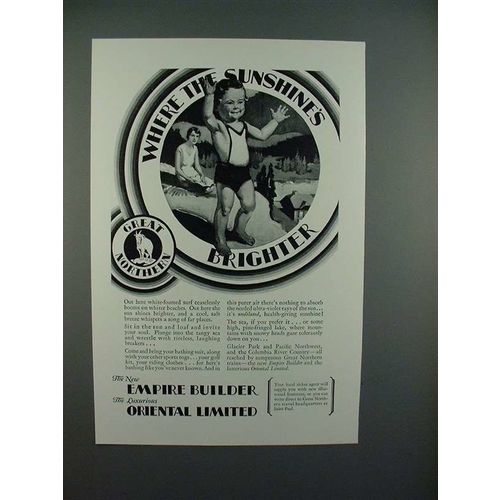 1930 Great Northern Railroad Ad - Sunshine's Brighter