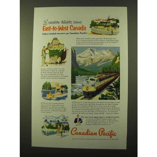1952 Canadian Pacific Railroad Ad - East-to-West Canada