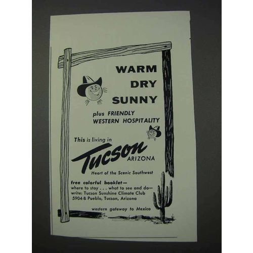 1959 Tucson Arizona Ad - Warm Dry