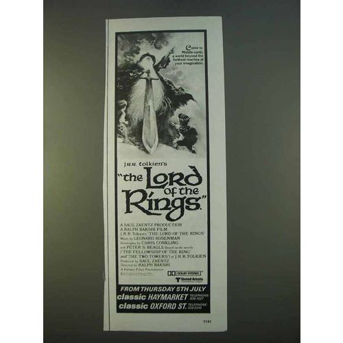 1979 The Lord of the Rings Movie Ad - to Middle-Earth