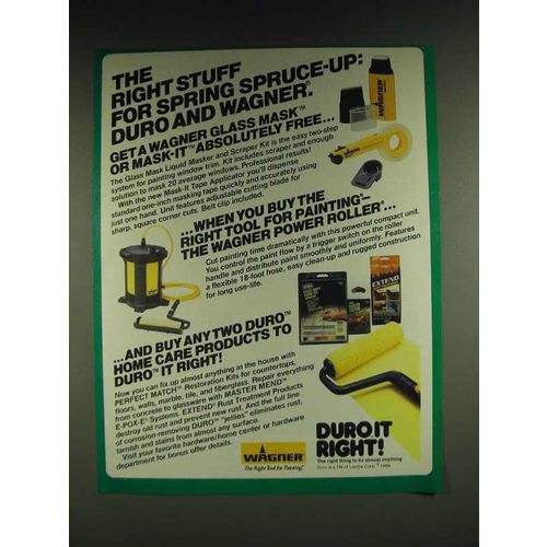 1985 Wagner Glass Mask, Mask It, Power Roller and Duro Home Care Products Ad