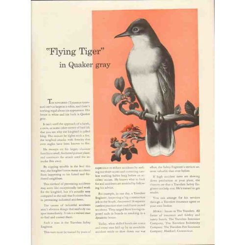 TRAVELERS INSURANCE COMPANY 1943 Flying Tiger Quaker gray vintage ad