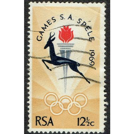 South Africa 1969 South African Games 12½c Black Red and Cinnamon SG279 GU