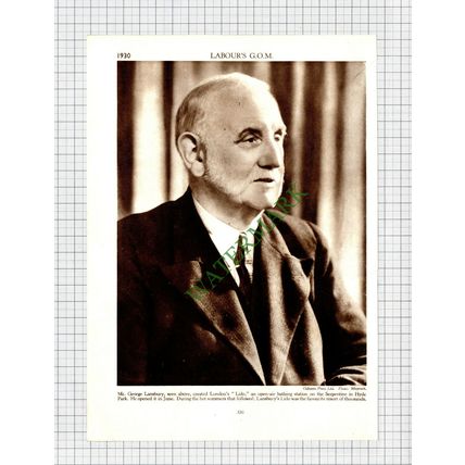 9208) Mr George Lansbury Lido Serpentine Hyde Park - 1930s Cutting / Print