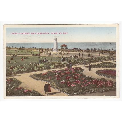 Links Gardens and Cenotaph Whitley Bay Postcard 1938 Northumberland