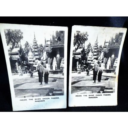 Peeps Into Many Lands No4 Left & Right Cards Inside Shwe Pagoda Photographic B/W