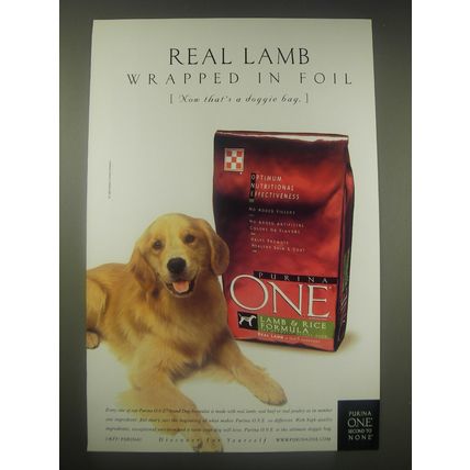 1999 Purina One Dog Food Advertisement - Real lamb wrapped in foil