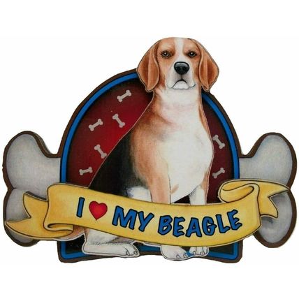 I love My Beagle Artwood Fridge Magnet