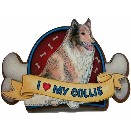 I love My Collie Artwood Fridge Magnet