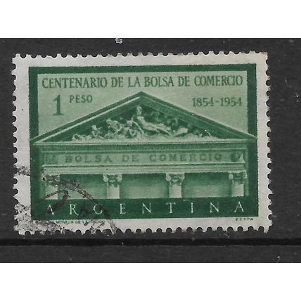 ARGENTINE REP 1954 ARGENTINE STOCK EXCHANGE 1p GREEN SG 860 FINE USED#