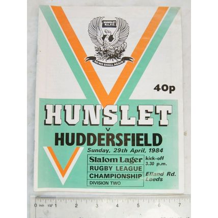 1984 programme Hunslet v. Huddersfield