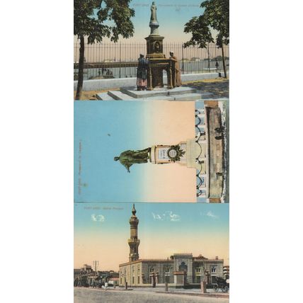 Port Said Monument Statue Egypt Mosque 3x Old Postcard s