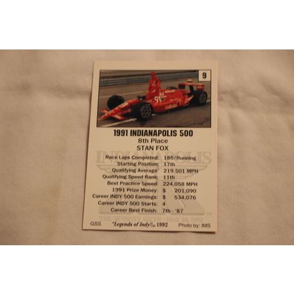Stan Fox 1992 G.S.S Legends of Indy NO. 9