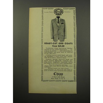1955 Chipp Odd Coats Ad - Ready-cut Odd Coats from $65.00