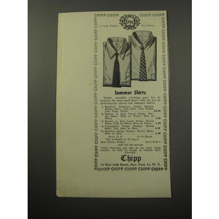 1955 Chipp Shirts Ad - Summer Shirts