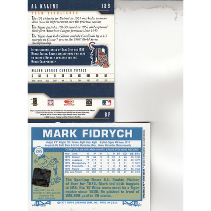 AL KALINE & MARK FIDRYCH JERSEY 2002/01 AUTOGRAPHED DETROIT TIGERS HOF CHAMPIONS