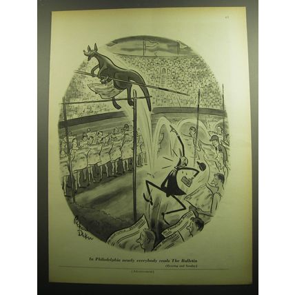 1958 The Philadelphia Bulletin Ad - Cartoon by Richard Decker - Kangaroo Jump