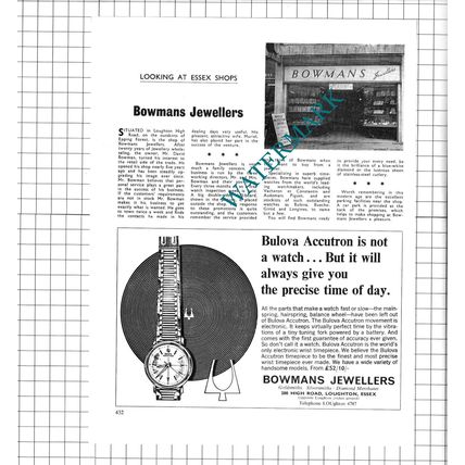 Bowmans Jewellers Loughton Essex - 1967 Clipping