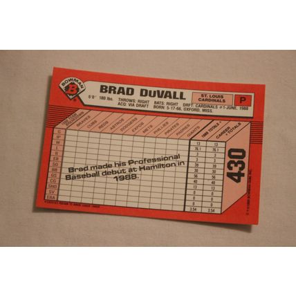 Brad DuVall 1989 Bowman TIFFANY NO. 430