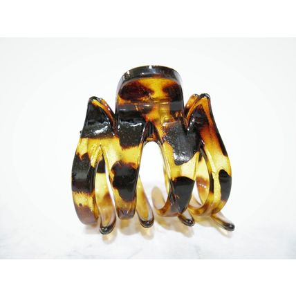 Medium size golden brown amber black gray hair claw clip
