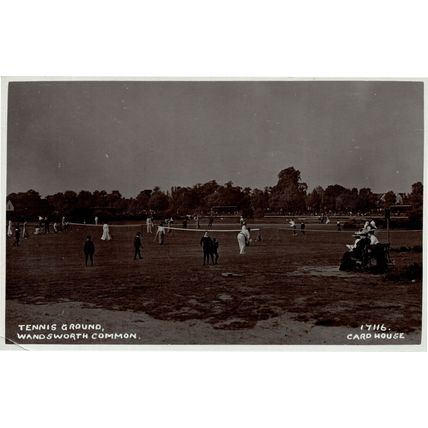 Tennis Ground Wandsworth Common London WW1 Antique Real Photo Postcard