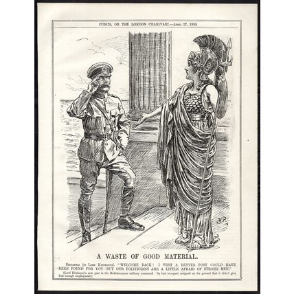 A WASTE OF GOOD MATERIAL 1910 John Partridge Lord Kitchener PUNCH CARTOON PAGE