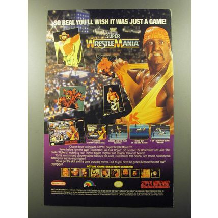 1992 Ljn Super WrestleMania Video Game Advertisement - So real you'll wish