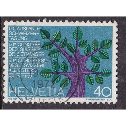 Switzerland 1972 Swiss Citizens Abroad Congress 40c Fine Used SG 827 VGC