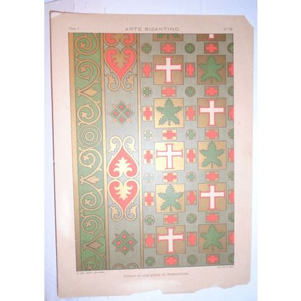 Arte Bizantino - 2 lithographs circa 1890 by J. Aleu, Barcelona.