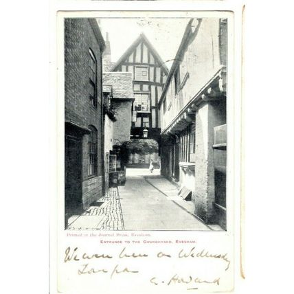 Postcard Entrance to the Churchyard Evesham + STROUD 757 Duplex Postmark 1902