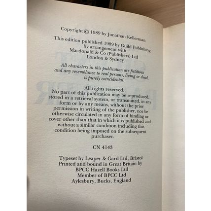 1989 JONATHAN KELLERMAN "SILENT PARTNER" FICTION HARDBACK BOOK (P5)