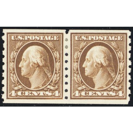 395, Mint HR VF 4¢ Coil Pair SCV $155 - Stuart Katz