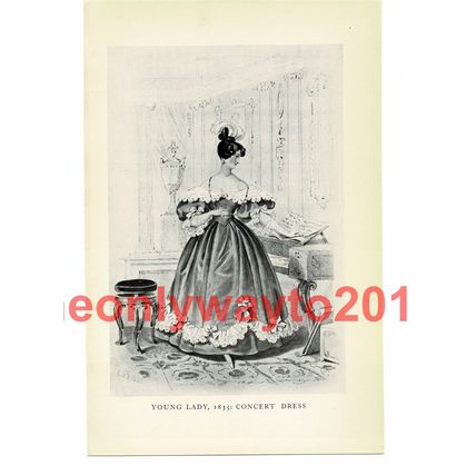 Young Lady 1835, Concert Dress, Book Illustration (Print), 1934
