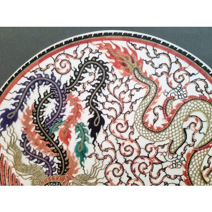 Chinese Silk Embroidered Roundel Picture, Handmade, 5 Claw Dragon, Phoenix